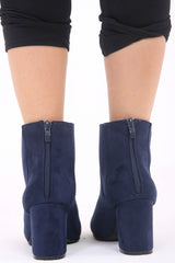 Faux Suede Heeled Ankle Boots