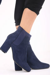Faux Suede Heeled Ankle Boots