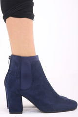 Faux Suede Heeled Ankle Boots