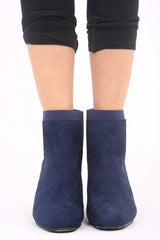 Faux Suede Heeled Ankle Boots