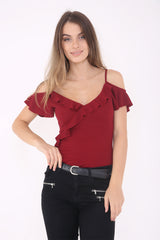 Crepe Cami Frill Bodysuit