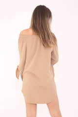 Bardot Crepe -Kleid mit Krawattenhülsen