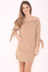 Bardot Crepe -Kleid mit Krawattenhülsen