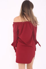 Bardot Crepe -Kleid mit Krawattenhülsen