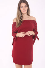 Bardot Crepe -Kleid mit Krawattenhülsen