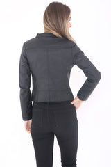 Faux Leder Reißverschluss Detail Bikerjacke