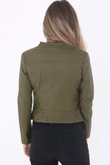 Faux Leder Reißverschluss Detail Bikerjacke