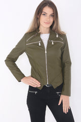 Faux Leder Reißverschluss Detail Bikerjacke