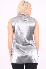 Choker nek dip zoom geplooide metalen top