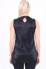 Choker nek dip zoom geplooide metalen top