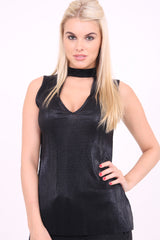 Choker nek dip zoom geplooide metalen top