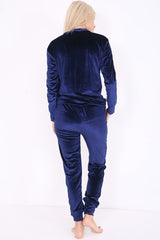 Stripe Panel Velour Loungewear Two Piece Coordinate Suit