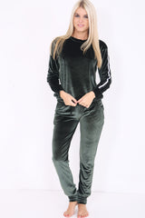 Stripe Panel Velour Loungewear Two Piece Coordinate Suit