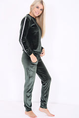 Stripe Panel Velour Loungewear Two Piece Coordinate Suit