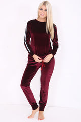 Stripe Panel Velour Loungewear Two Piece Coordinate Suit