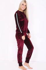 Stripe Panel Velour Loungewear Two Piece Coordinate Suit