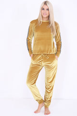 Stripe Panel Velour Loungewear Two Piece Coordinate Suit