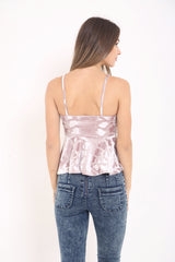Velor Animal Print Cami Peplum Top
