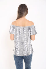 Animal Effect Velour Bardot Top