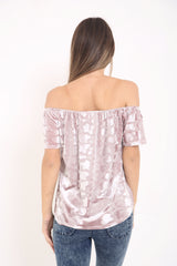 Animal Effect Velour Bardot Top