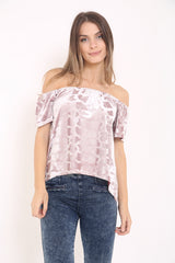 Animal Effect Velour Bardot Top