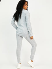 Soft Brushed Ribbed Roll Neck Top & Leggings Co-ord