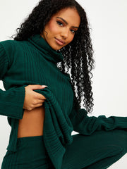 Soft Brushed Ribbed Roll Neck Top & Leggings Co-ord