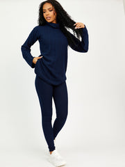 Soft Brushed Ribbed Roll Neck Top & Leggings Co-ord