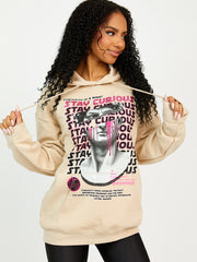 Blijf nieuwsgierige grafische print hoodie