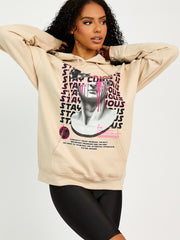 Blijf nieuwsgierige grafische print hoodie