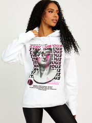 Blijf nieuwsgierige grafische print hoodie