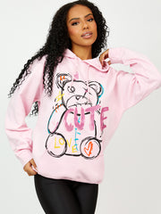 Schattige teddy grafische print hoodie