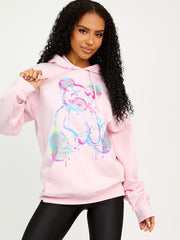 Colour Drip Teddy Graphic Print Hoodie