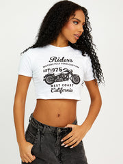 Riders Graphic Printed Crop Top