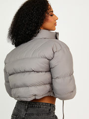 NYC Embroidered Cropped Puffer Jacket