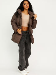 Oversized Padded Jacket With Belt