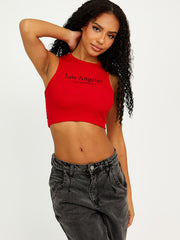 Los Angeles geribbelde vest -crop top