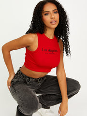 Los Angeles geribbelde vest -crop top