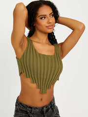 Asymmetric Hem Knitted Vest Crop Top