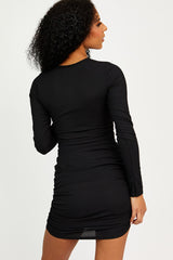Twist Front Ribbed Ruched Dress
