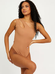 Cut Out One Shoulder Ribbed Bodysuit