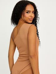 Cut Out One Shoulder Ribbed Bodysuit