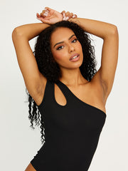 Cut Out One Shoulder Ribbed Bodysuit