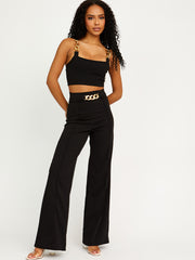 Chain Detail Crop Top & Trouser Co-ord