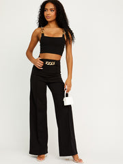 Chain Detail Crop Top & Trouser Co-ord