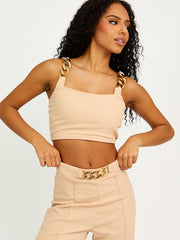 Chain Detail Crop Top & Trouser Co-ord