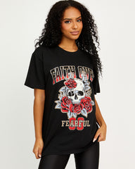 Faith Over Skull Graphic Printed T-Shirt