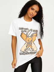 Camiseta impresa gráfica de conejito