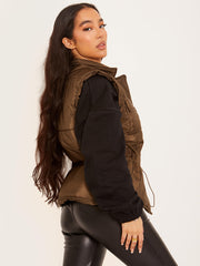 Silver Button Padded Gilet Waistcoat