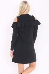 Cold Shoulder Ruffle Frill Dress